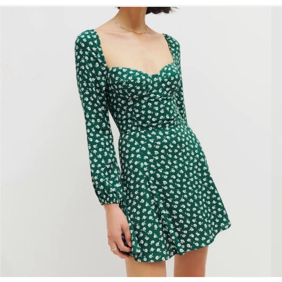 Women's Reformation Green Floral Mini Dress - Picture 2 of 5